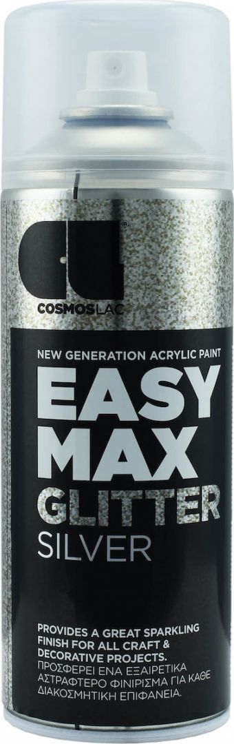 Cosmos-Lac-Easy-Max-Glitter-Ακρυλικό-Σπρέι-Βαφής-Ασημί-με-Glitter-Εφέ-400ml